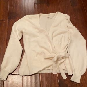 Cream tie front sweater